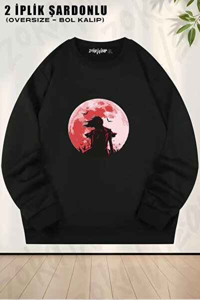 ZOKAWEAR Φούτερ Unisex Hellsing Alucard Blood Moon με τύπωμα oversized με λαιμόκοψη