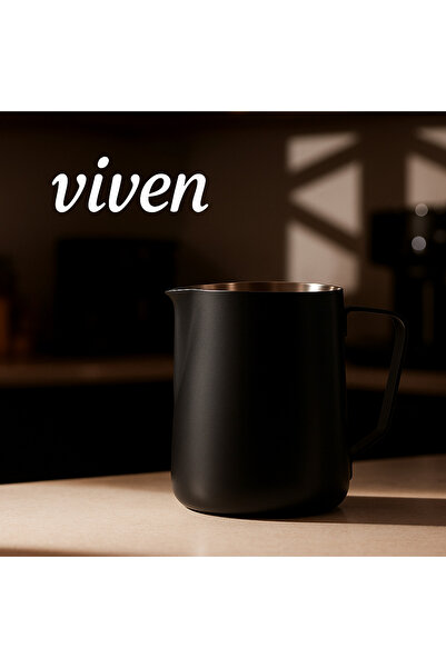 Vivien Home Paslanmaz Çelik Pitcher 500 ml Kahve Süt Köpürtme Potu siyah