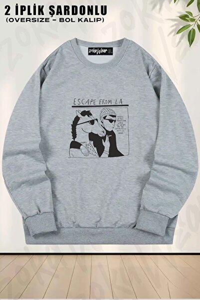 ZOKAWEAR Unisex Escape From La Bojack Horseman cu imprimeu supradimensionat g...