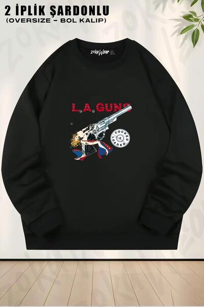 ZOKAWEAR Unisex L.a. Pistoale cu imprimeu supradimensionat guler rotund Swea tricou