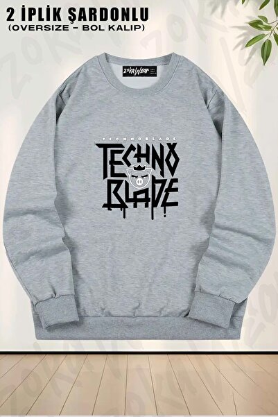 ZOKAWEAR Φούτερ Unisex Technoblade Logo με τύπωμα oversized με λαιμόκοψη