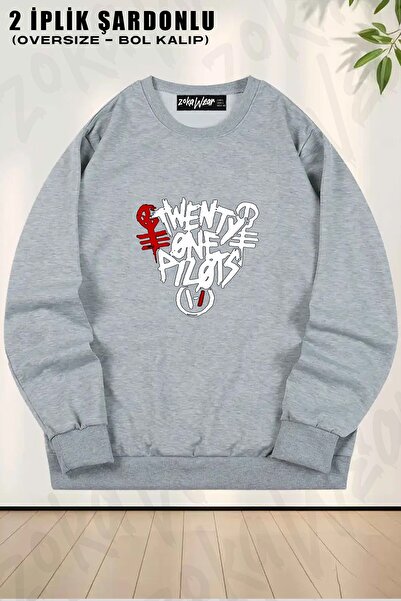 ZOKAWEAR Unisex Twenty One Pilots 2 Printed Oversized Crew Neck Sweatshirt
