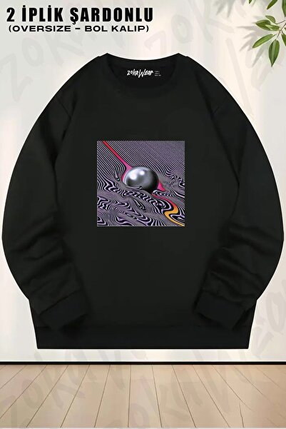 ZOKAWEAR Unisex Tame Impala Baskılı Oversize Bisiklet Yaka Sweatshirt