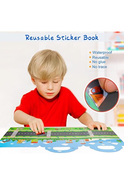 Mumoo bear Reusable Sticker Books - 4 Pack (Animals, Space, Vehicles, Dinosaurs) - Educational Stick