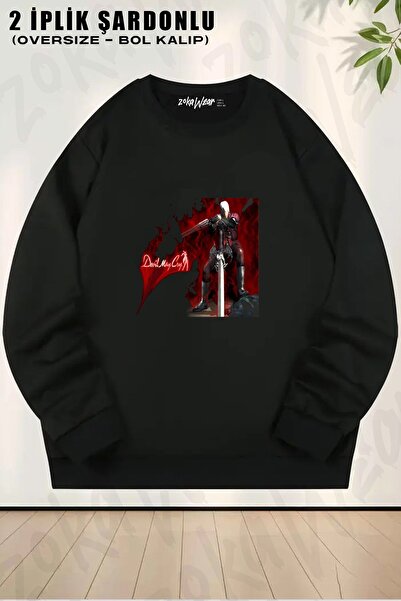 ZOKAWEAR Φούτερ Unisex Devil May Cry v2 με τύπωμα oversized με λαιμόκοψη