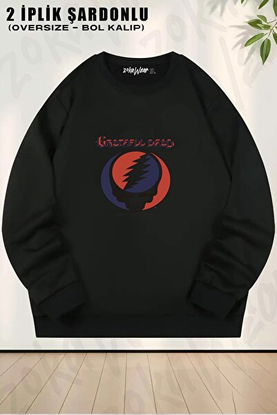 ZOKAWEAR Φούτερ Unisex Grateful Dead με τύπωμα oversized με λαιμόκοψη