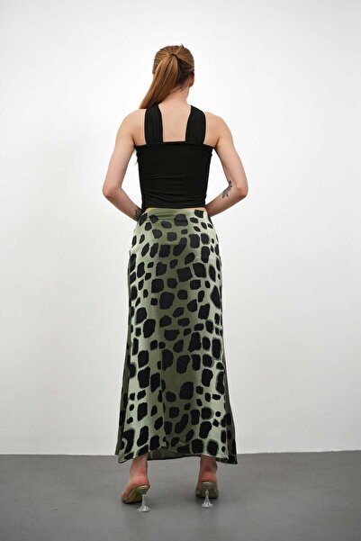 winmoda Patterned Satin Skirt - Satin Skirt - Long Skirt / Code Multicolor