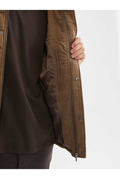 LC Waikiki Ανδρικό παλτό από σουέντ με γιακά με λεπτή εφαρμογή