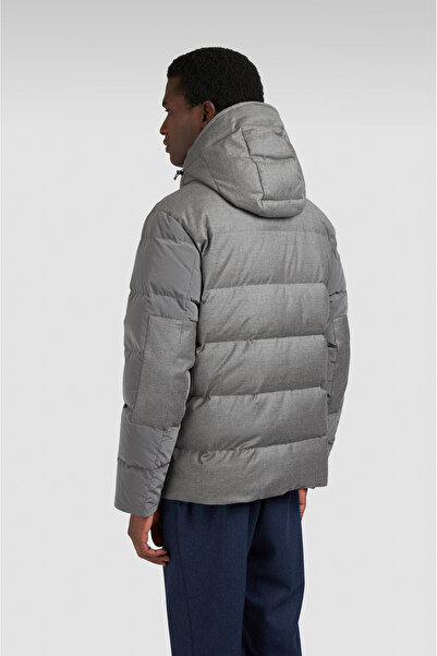 PAUL&SHARK Men's Detachable Hood Long Sleeve Channel Quilted Zipper Closure Gray Jacket 15312451-090