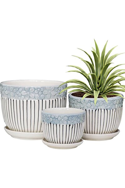 genernic مجموعة أواني زهور تون سين الرمادية، مجموعة من 3 أواني زهور سيراميكية...