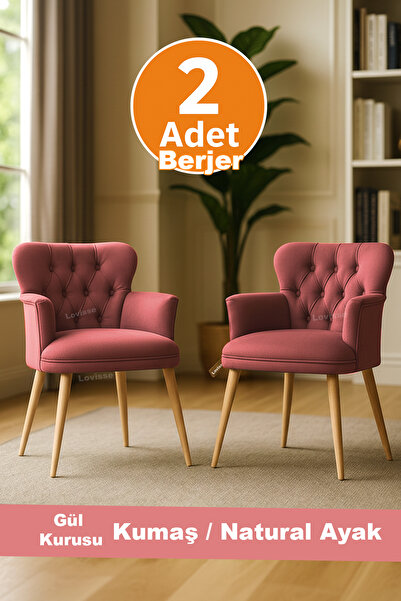 LOVİSSE HOME 2 adet Diva Berjer Tekli Koltuk – Ofis / Salon / Balkon – Bekleme koltuğu, Cafe , Çay seti