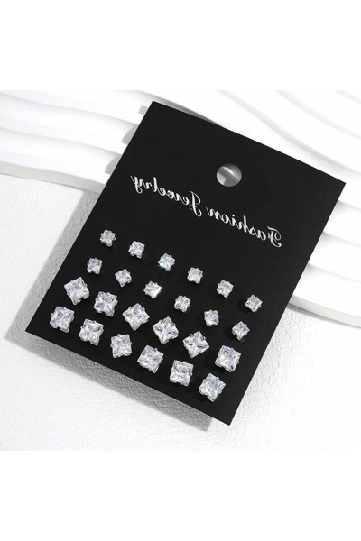Choice1 square--4-6mm 12 Pairs Of Luxurious, Simple, Shiny, And Caring Zircon...