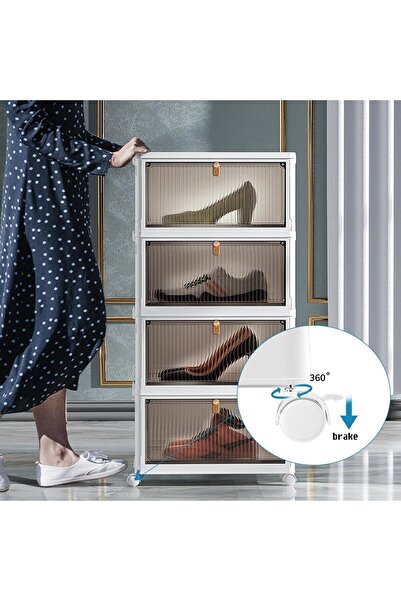 Gogoya 5-Tier Plastic Storage Boxes with Lids - Foldable, Stackable, Wheeled