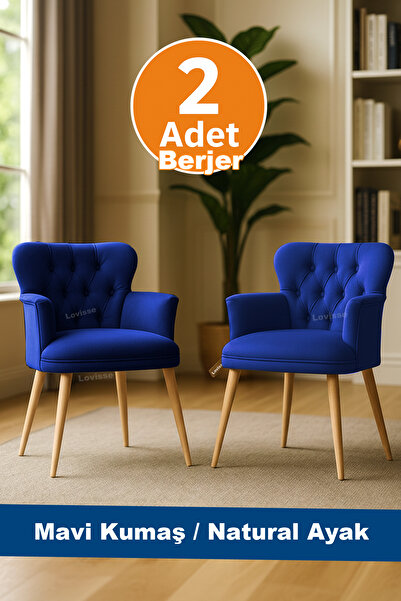 LOVİSSE HOME 2 adet Diva Berjer Tekli Koltuk – Ofis / Salon / Balkon – Bekleme koltuğu, Cafe , Çay seti