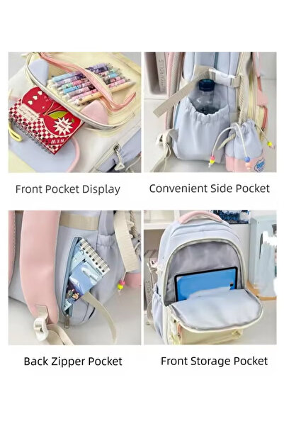 Generic School backpack, Large Capacity School Bag Multi-Compartment Student Bookbag with Bonus Pen Pouch