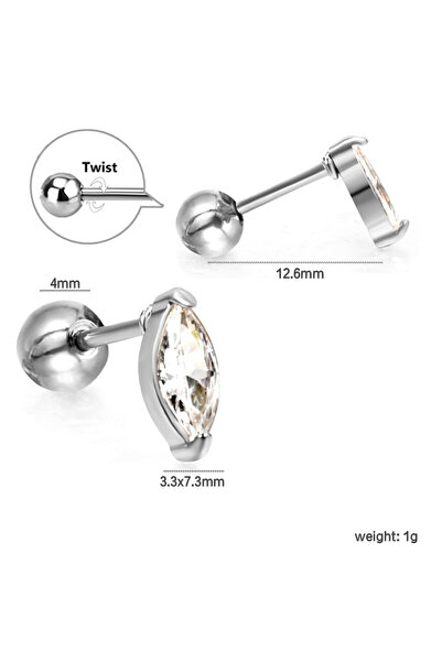 Choice EA63050AS LUXUSTEEL New Women's Fashionable And Popular Steel Ball Plug Water Droplet Shape With Whi