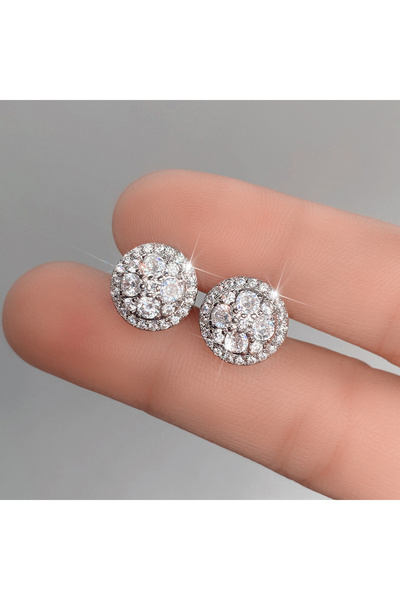 Choice E1766 Huitan Simple Versatile Women's Cubic Zirconia Stud Earrings Sil...