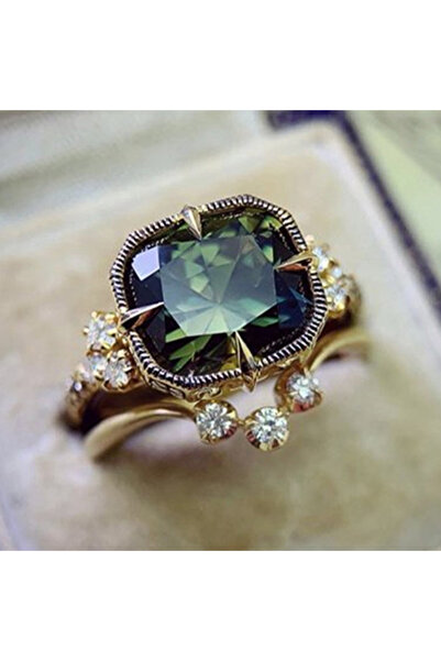 Choice 6 خواتم من مجموعة هويتان كيو 025 مرصعة بالزركونيا المكعبة باللون الأخض...