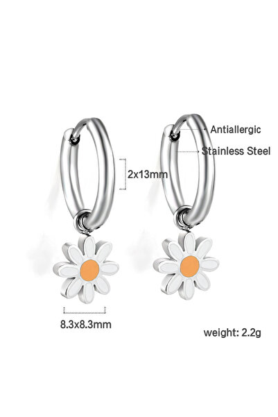 Choice Bronze Trendy Huggie Hoop Earrings Daisy Love Heart 316L Stainless Steel Cubic Zirconia Clip Earring