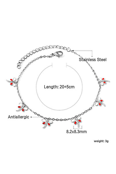 Choice 181S LUXUKISSKIDS Fashion Red Black Heart Anklets For Woman/Girls Charms Leg Bracelet Stainless Stee