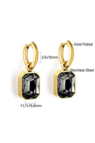 Choice 708BG LUXUSTEEL Stainless Steel Green Pink Zircon Stone Hoops For Women Geometric Oval Coin Fan Eye