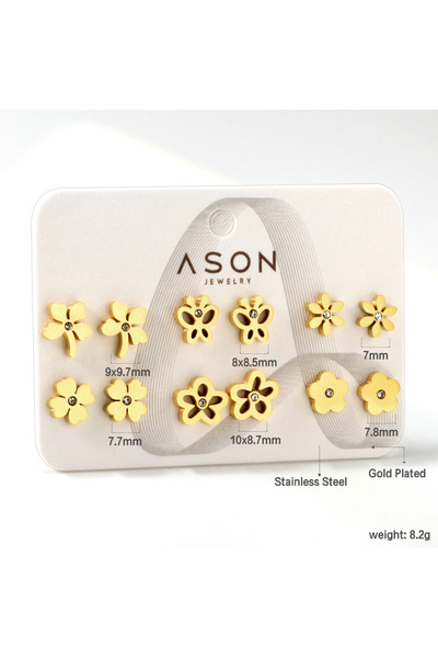 Choice 03 LUXUKISSKIDS 6pairs/Card Korean Fashion Stud Earrings Sets For Child/Girls/Woman/Men Tiny Small S