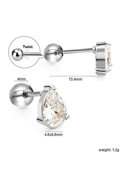 Choice EA63040AS LUXUSTEEL New Women's Fashionable And Popular Steel Ball Plug Water Droplet Shape With Whi