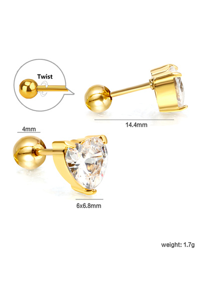 Choice EA63080AG New Hot Selling Women's Daily Classic Stainless Steel Ball Plug Heart-Shaped With White D