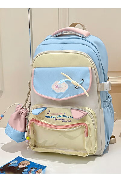 Generic School backpack, Large Capacity School Bag Multi-Compartment Student Bookbag with Bonus Pen Pouch