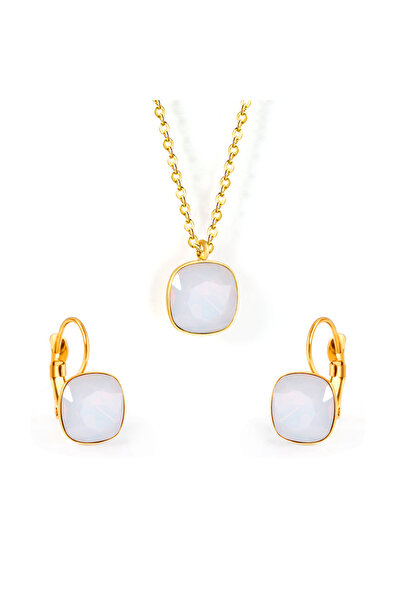 Choice Silver A LUXUSTEEL Zirconia Jewelry Sets Wedding Jewelry Stainless Steel Geometry Pendant Necklace E