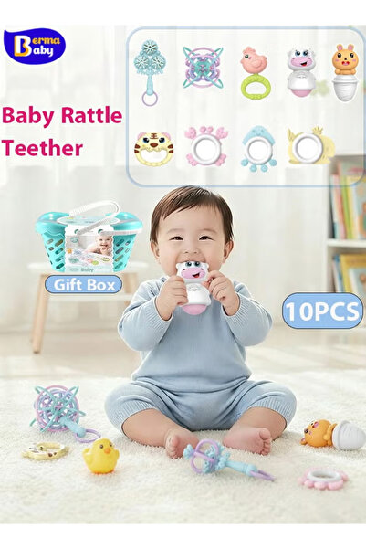 Generic 10-Piece Baby Rattle Toy Set, Baby Grip Rattle Teether, Newborn Gift for Boys and Girls