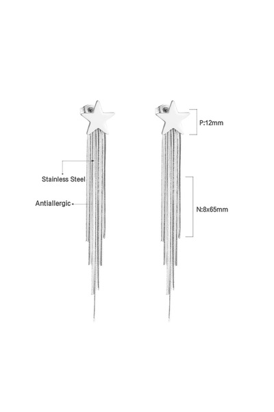 Choice 29101S LUXUKISSKIDS Stainless Dangling Earrings Long Tassel Drop Steel Gold Pendients Korean Fashion