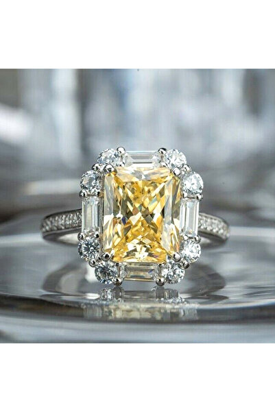 Choice 6 خواتم أصابع نسائية أنيقة من Huitan F787 باللون الأصفر مرصعة بالزركون...