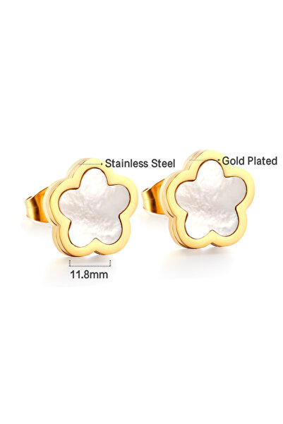 Choice 382AG LUXUSTEEL 2022 New Korean Trendy White Shell Flower Stud Earring...