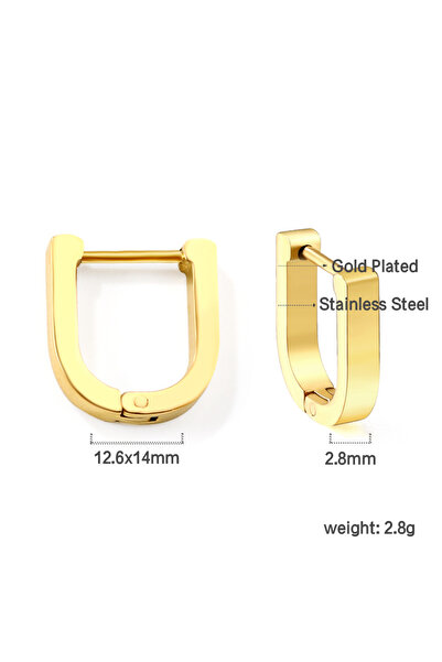 Choice 201G LUXUSTEEL Geometric Square Star Heart U Shape Hoop Earrings For Women Men Golden Sliver Color S