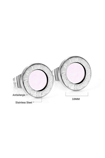 Choice 3 Luxury Crystal Stud Earrings For Women Stainless Steel Cubic Zirconia Classic Geometric Round Pie.