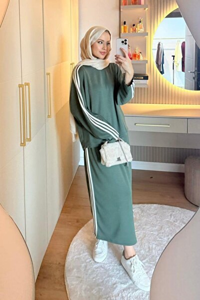 Hazamoda Σετ φούστας με ρίγες Charm χακί