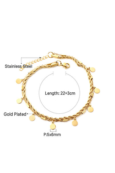 Choice AN112201G Stainless Steel Sapling Chrysanthemum Love Bracelet / Anklet Personality Girls Waterproof