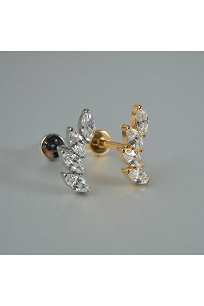 Choice أقراط من الفضة الإسترليني عيار 7 قيراط من الزركون G23 مصنوعة من التيتانيوم الصلب عيار 16 قيراطًا بخيوط داخلية من الزركونيوم