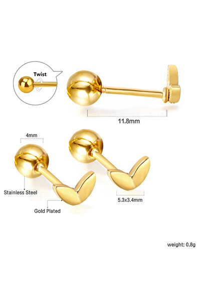Choice Leaf 2 1pair Trending Ear Stud Love Heart Shape Butterfly Gold Color Stainless Steel Piercing Female
