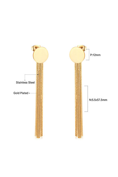 Choice Gold LUXUKISSKIDS Stainless Dangling Earrings Long Tassel Drop Steel Gold Pendients Korean Fashion W