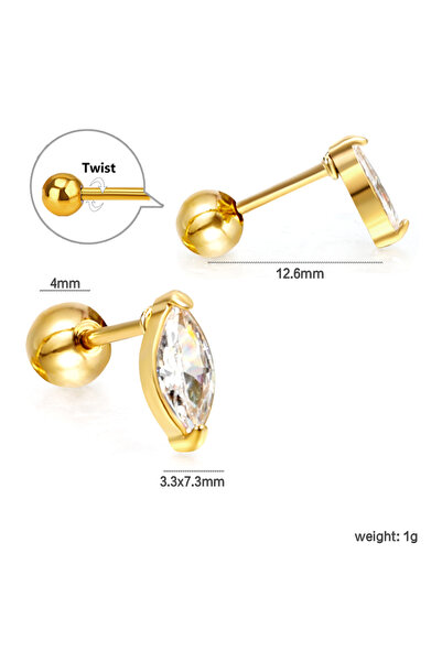 Choice EA63050AG LUXUSTEEL New Women's Fashionable And Popular Steel Ball Plug Water Droplet Shape With Whi