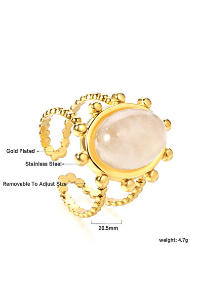 Choice RI1457A1G Stainless Steel Natural Stone Single Ring Unisex Vintage Fashion Classic Jewelry Party Ver