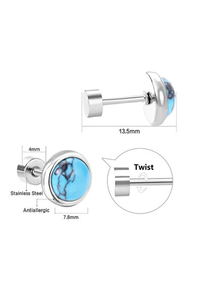 Choice 8MM 104S LUXUKISSKIDS Vintage Turquoise Stud Earrings For Women/Girls ...