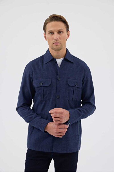 Paşahan Синя кишенева сорочка-піджак чоловічого крою