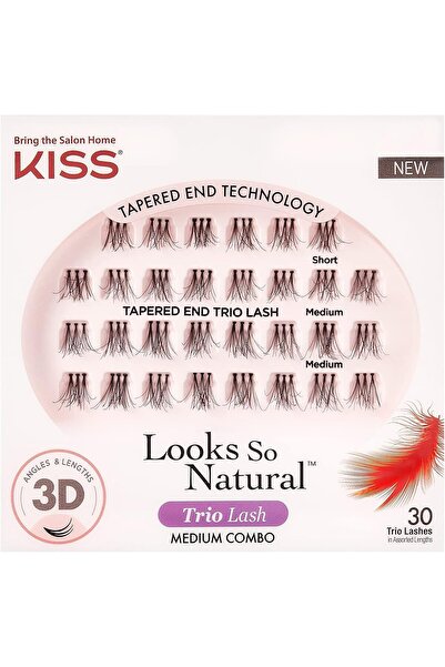 Kiss Lux So Natural Medium Size Triple Artificial Eyelash Set, False Eyelashe...