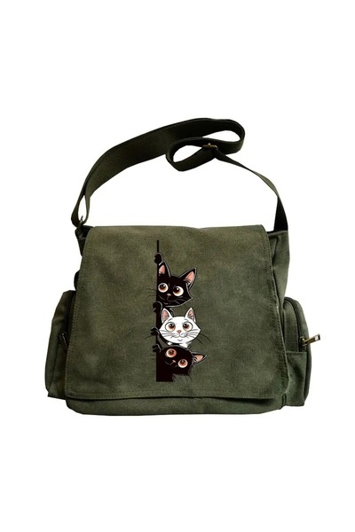 Toum Τσάντα αγγελιοφόρου αισθητικής με τύπωμα Unisex Khaki