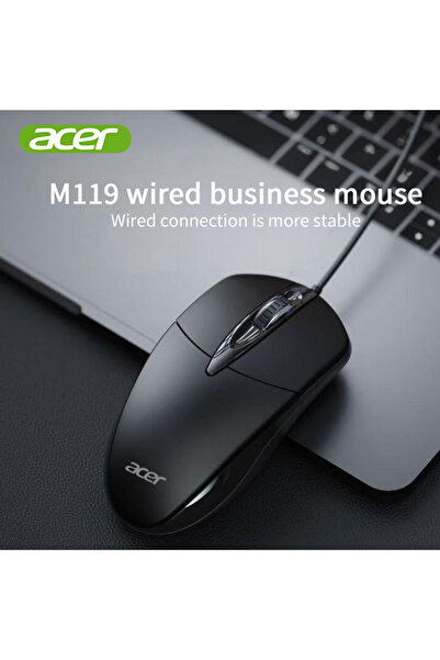 ACER (acer) wired mouse, portable office mouse soft USB interface plug and play black M119