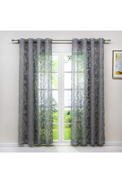 OEM Perdele transparente din dantelă gri, lățime x înălțime 140x145 cm