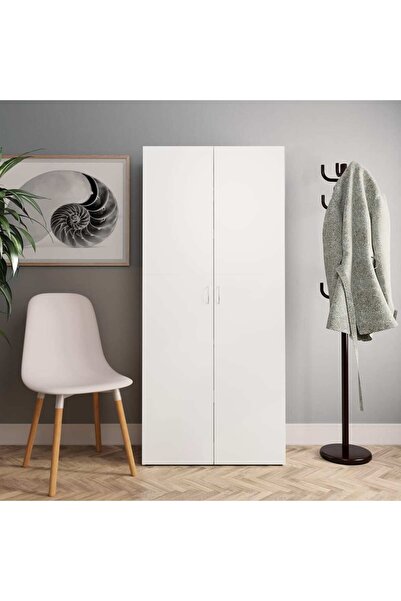 vidaxl خزانة أحذية بيضاء 80x35.5x180 سم من الخشب الهندسي